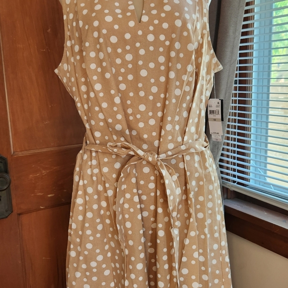 NEW Signature By Robbie Bee Womens Tan Sleeveless Knee Length Dress Plus 1X - Picture 2 of 12